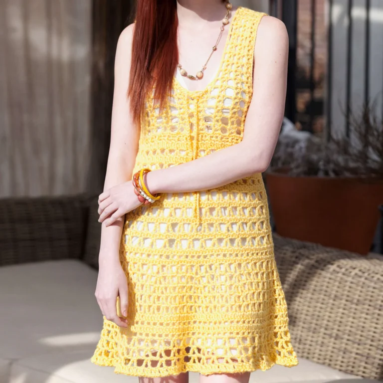 Free Crochet Beach Cover Up Pattern — South Beach Style in Golden Lace (Sizes S–L)